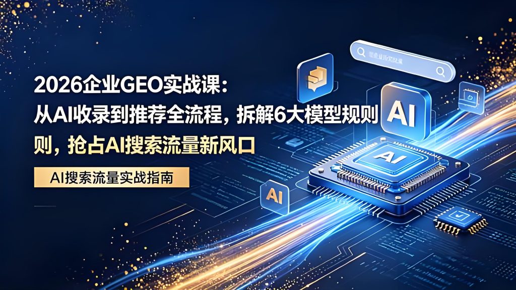 2026 企业 GEO 实战课：AI 收录推荐全流程与 6 大模型规则拆解（哈）- 哈蒙副业社
