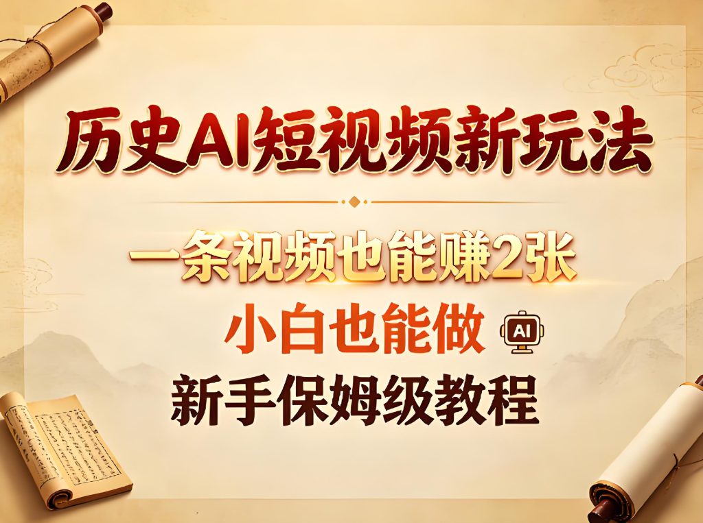历史赛道 AI 短视频创作变现实操教程（哈）- 哈蒙副业社