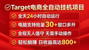 Target 电商全自动挂机项目电脑批量实操教程（哈）- 哈蒙副业社