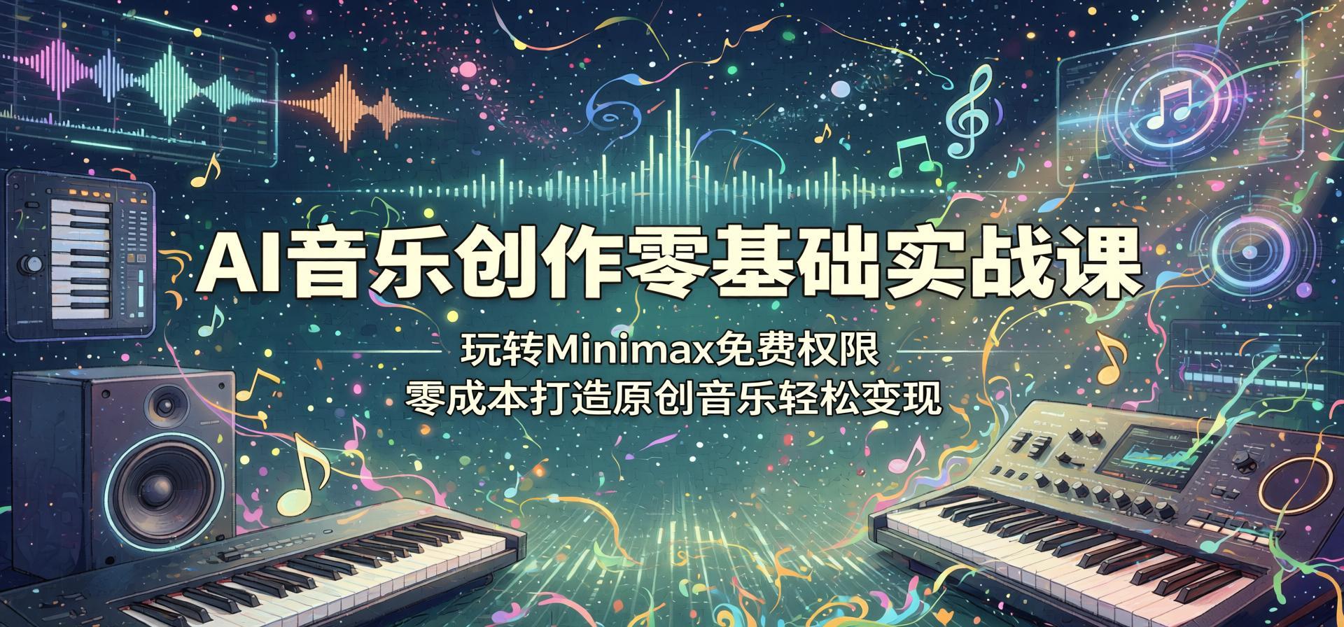 AI音乐创作零基础实战课：玩转Minimax免费权限，零成本打造原创音乐轻松变现（哈）- 哈蒙副业社