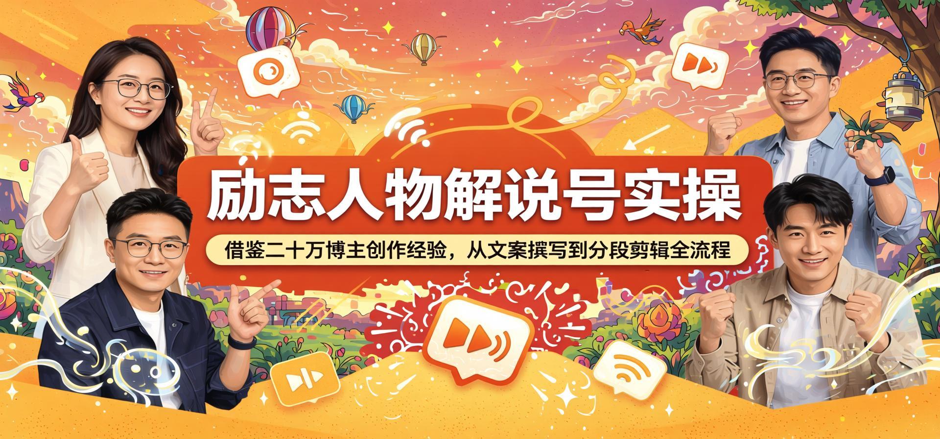 励志人物解说号从0到1实操:二十万博主亲授文案+剪辑全流程(哈)- 哈蒙副业社