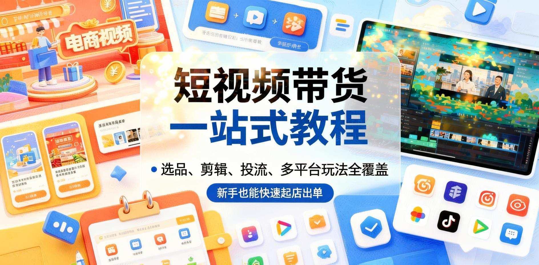 短视频带货全套实战教程:选品+剪辑+投流+多平台,新手快速起店出单(哈)- 哈蒙副业社