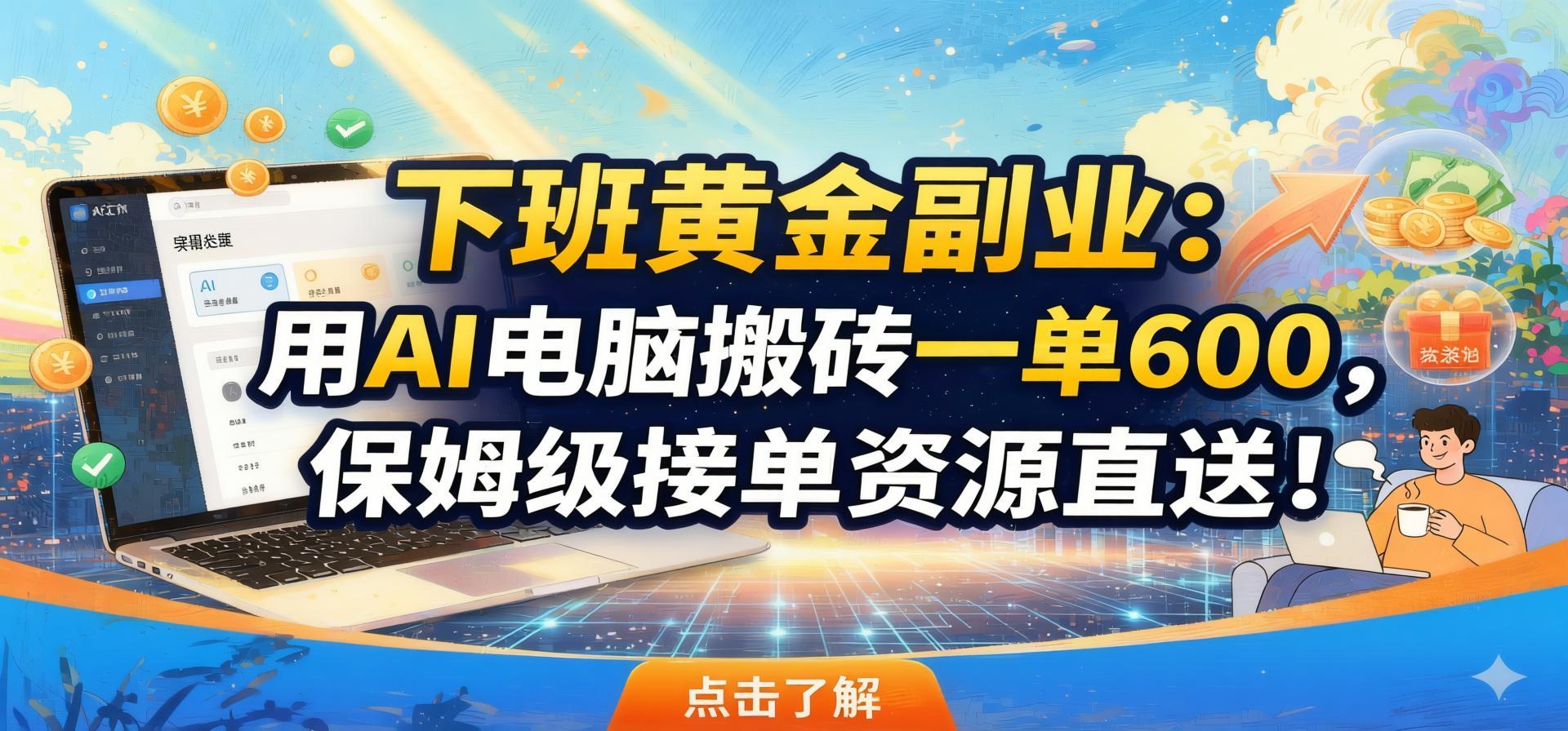 下班后AI电脑搬砖副业,一单收益600,接单渠道直接给(哈)- 哈蒙副业社