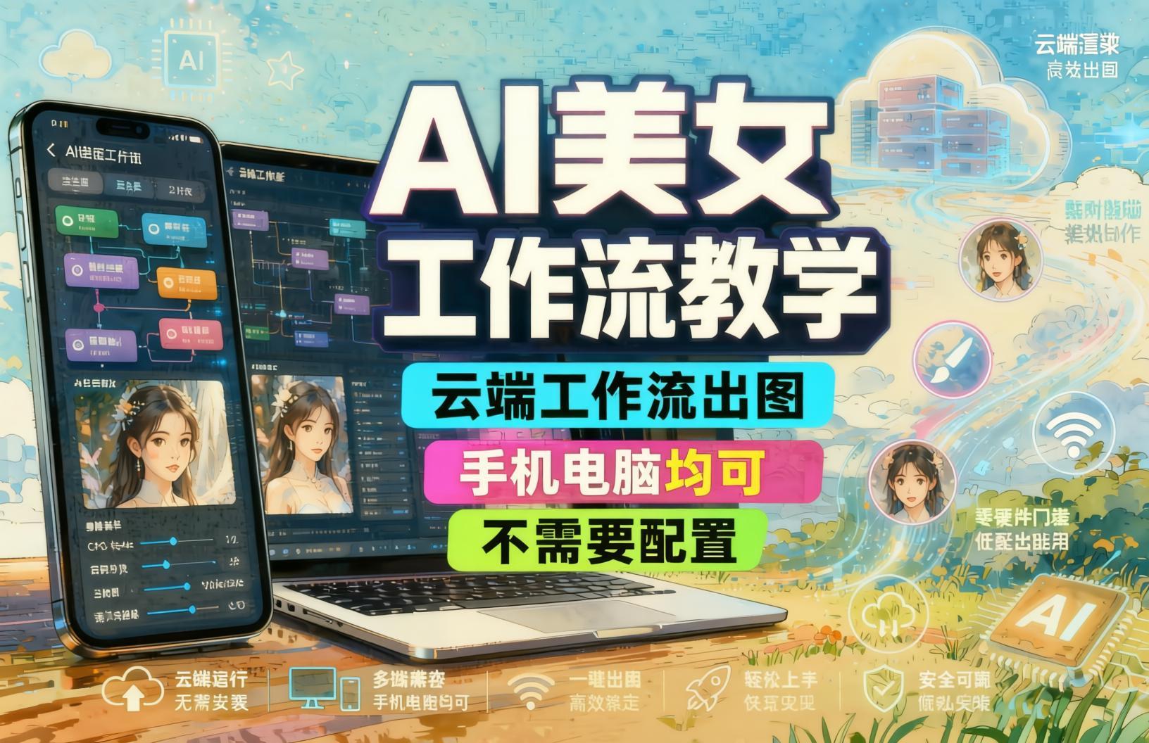 AI美女创作工作流教学:无需配置,手机电脑双端快速起号(哈)- 哈蒙副业社