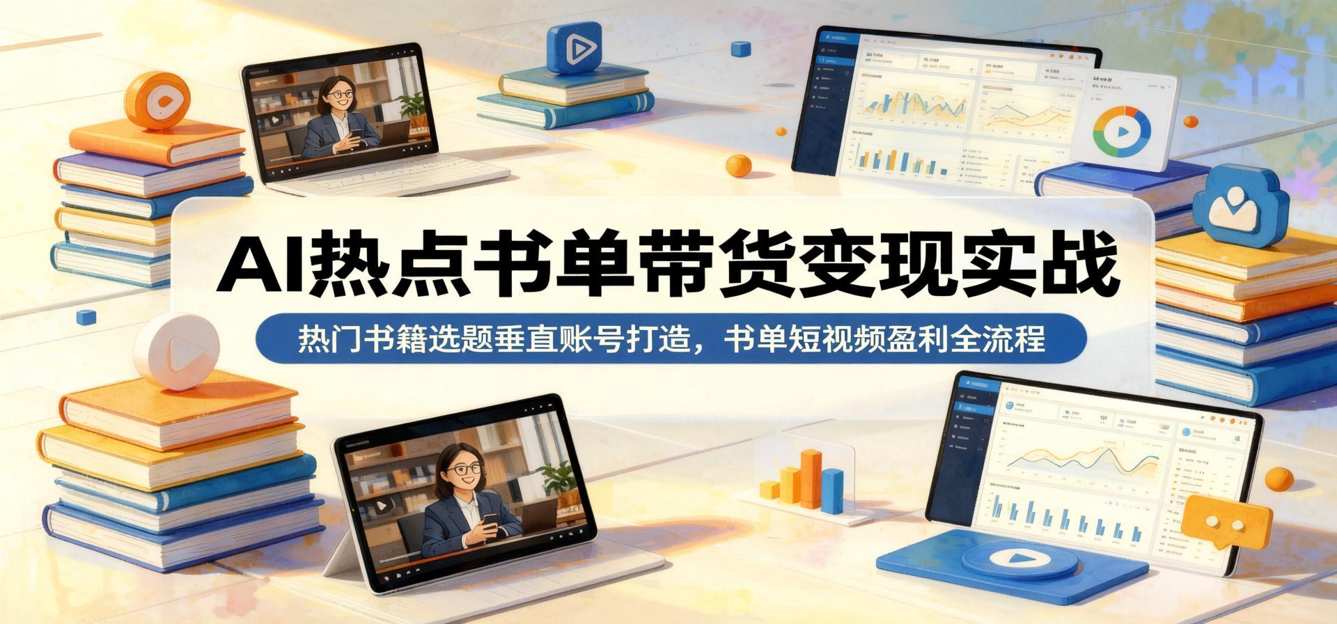 【AI热点书单带货】热门书籍选题+垂直账号打造,短视频盈利全流程实战(哈)- 哈蒙副业社