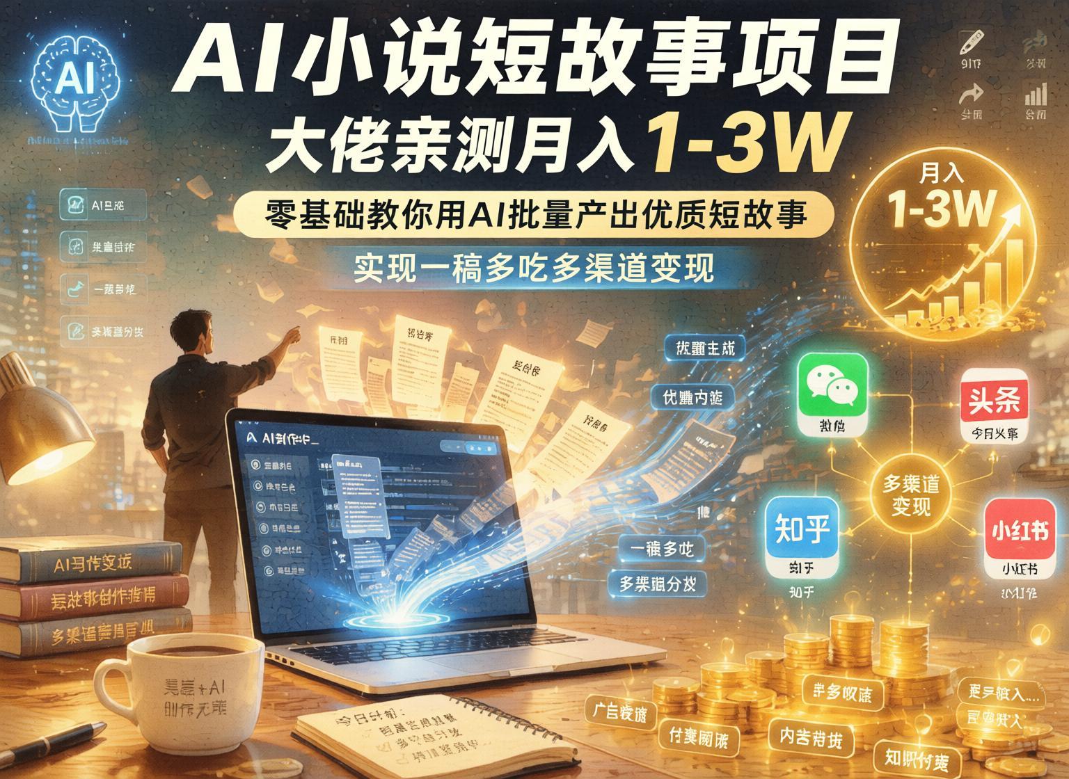 AI小说短故事批量创作:从0到1实现多渠道变现- 哈蒙副业社