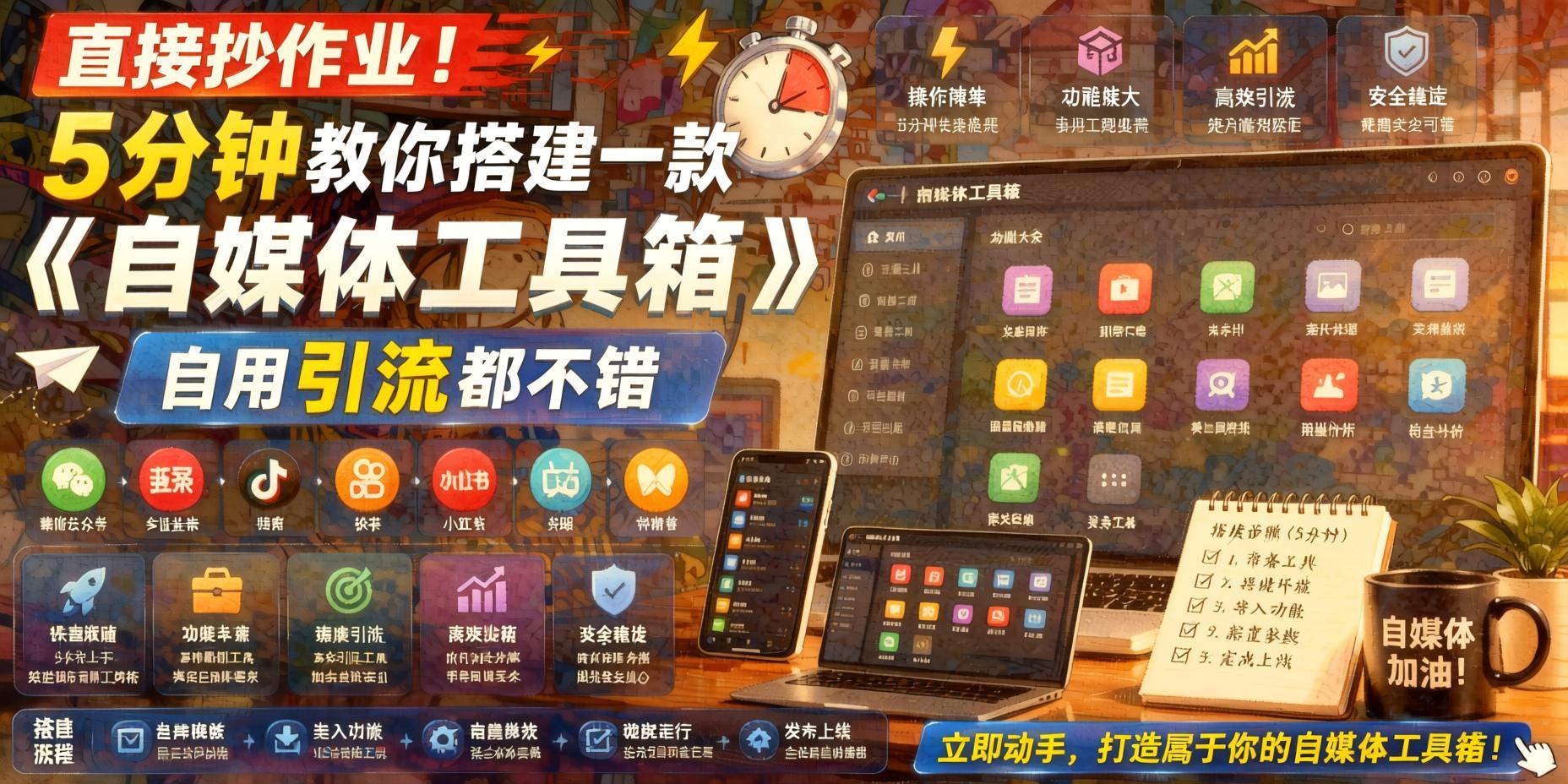 直接抄作业!5分钟零成本搭建一款自媒体工具箱,自用引流变现皆可(哈)- 哈蒙副业社