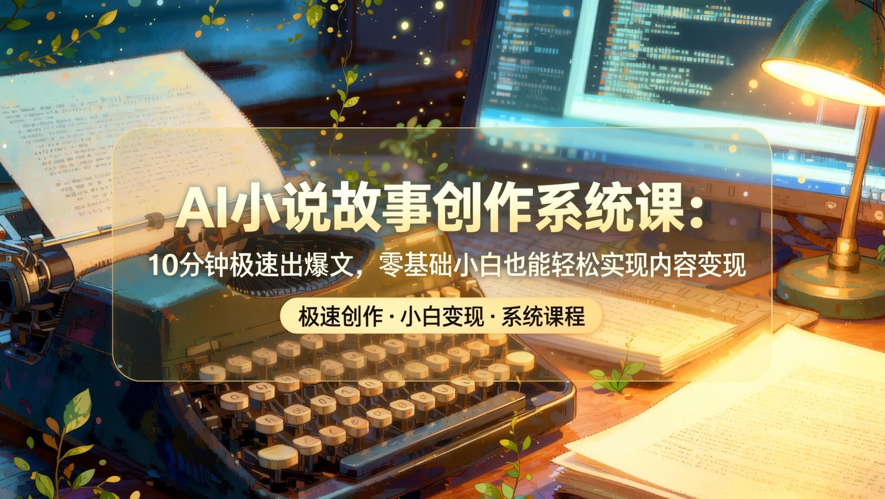 2026AI小说故事创作系统课:10分钟极速出爆文,零基础也能轻松实现内容变现(哈)- 哈蒙副业社
