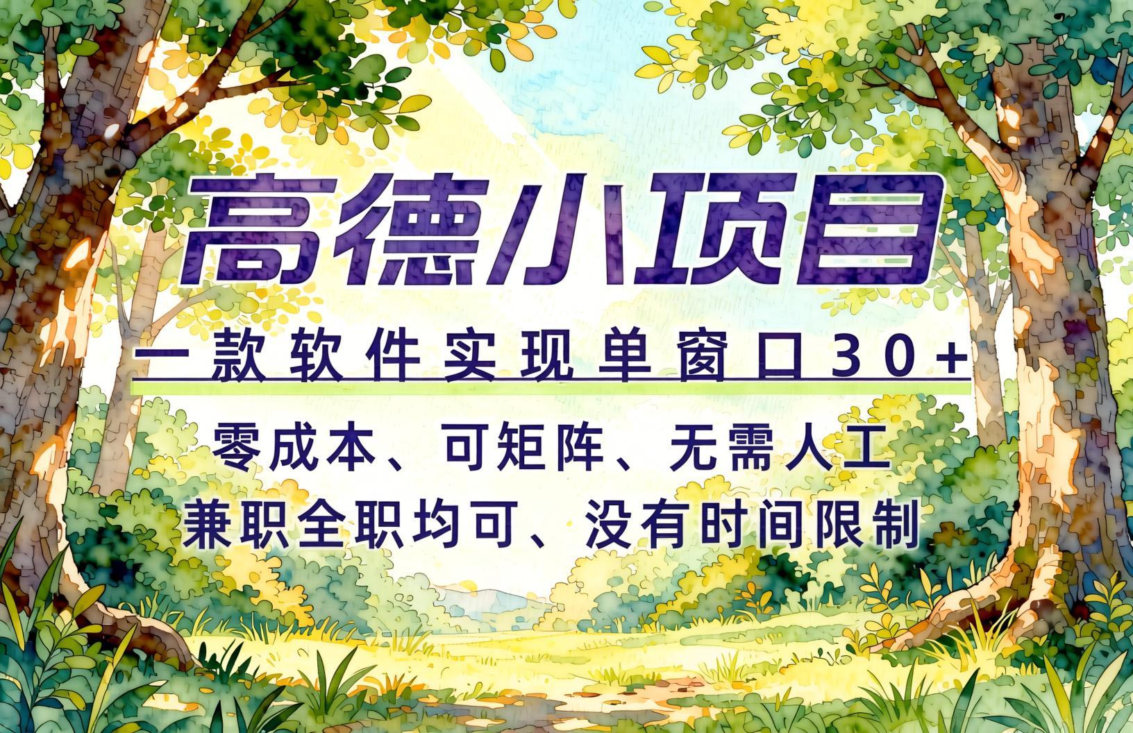 高德小项目,一款软件实现单窗口+、零成本、可矩阵、零人工- 哈蒙副业社
