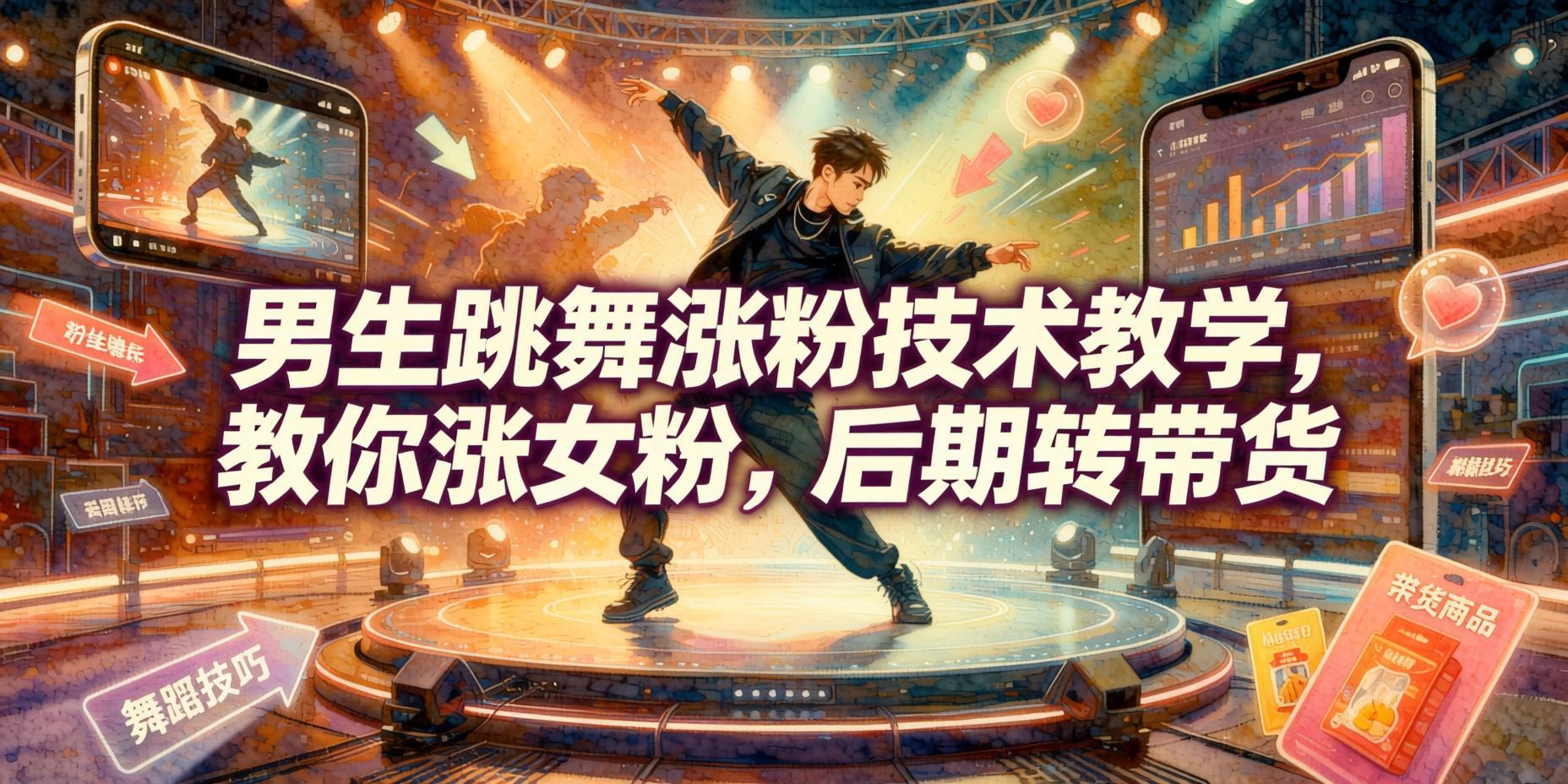 男生跳舞涨粉技术教学,教你涨女粉,后期转带货- 哈蒙副业社