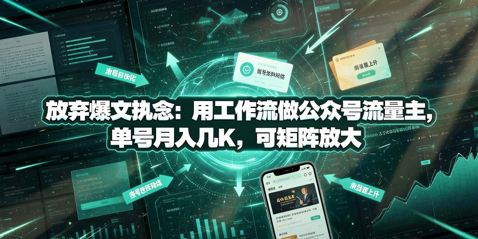 用AI工作流做公众号流量主,单号月收益数千,矩阵放大(哈)- 哈蒙副业社