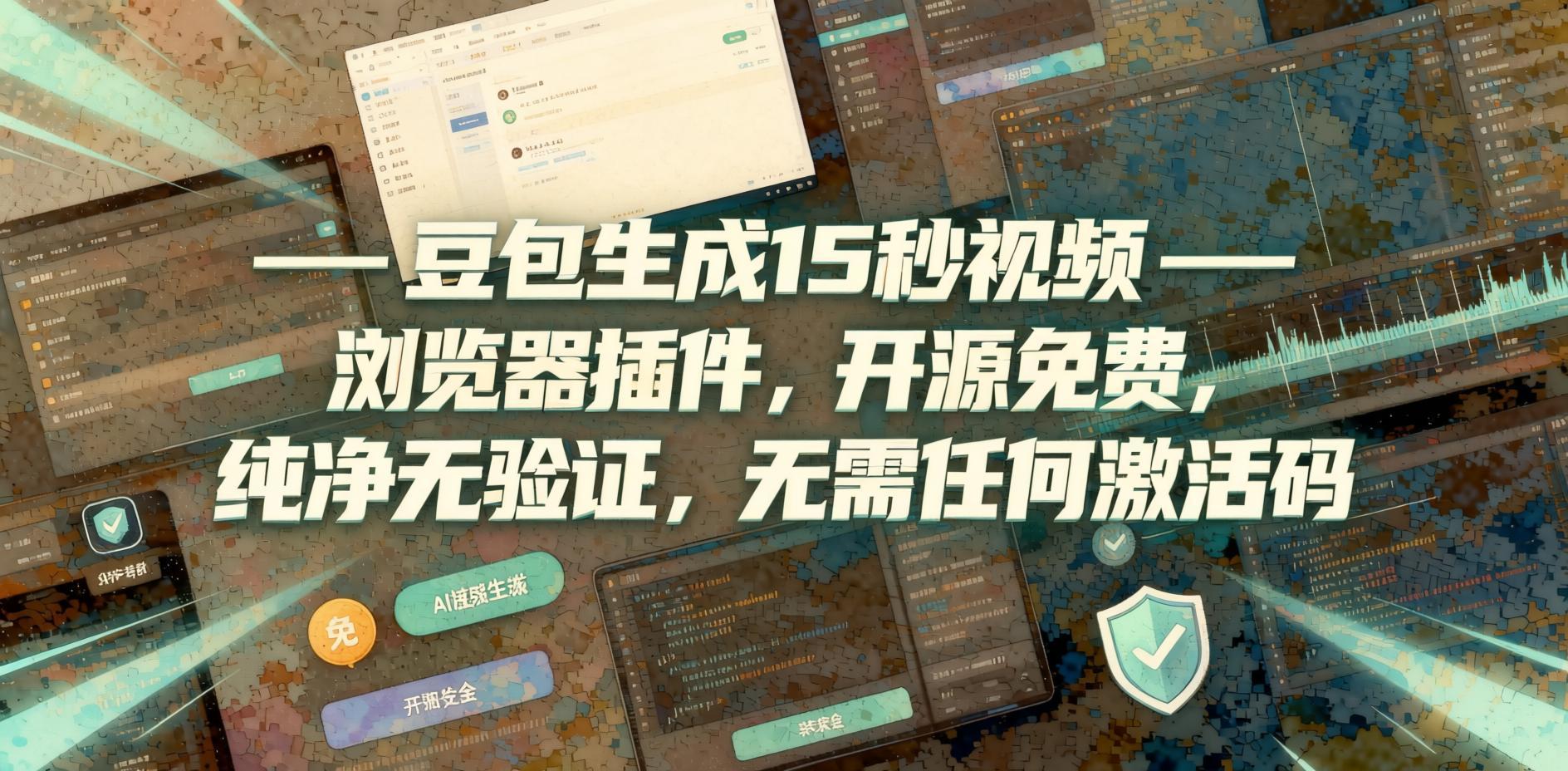 豆包生成15秒视频——浏览器插件,开源免费,纯净无验证,无需任何激活码- 哈蒙副业社