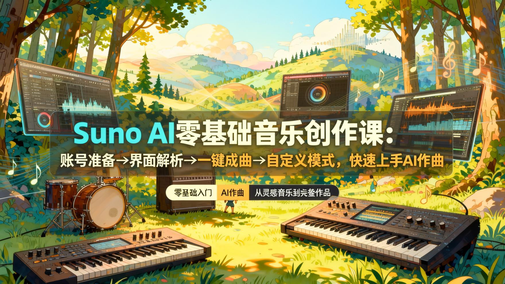 Suno AI音乐创作全流程教学:零门槛从账号注册到独立作曲,自定义风格一键成曲(哈)- 哈蒙副业社