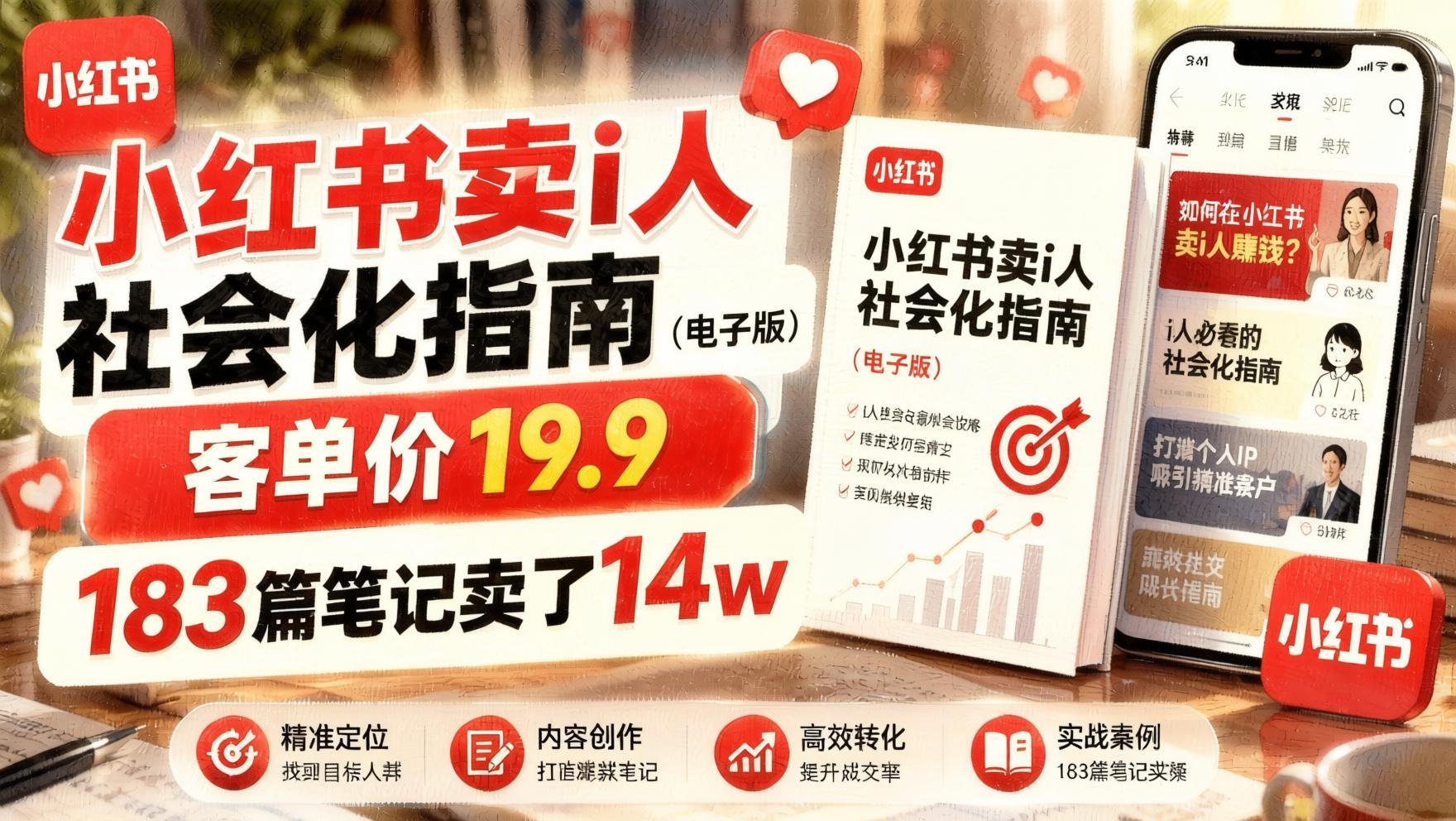 小红书虚拟资料新风口:I人社会化指南电子版,客单价19.9元,183篇笔记卖出14万(哈)- 哈蒙副业社