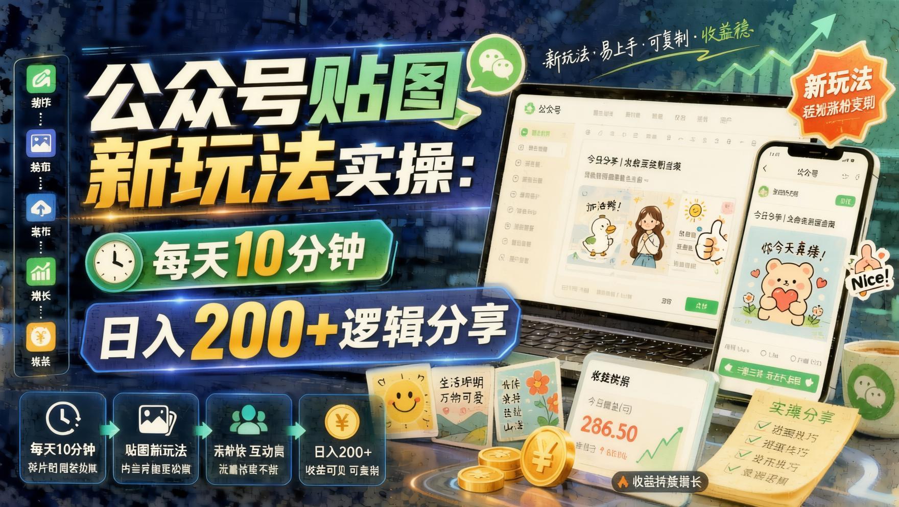 公众号贴图新玩法实操,每天10分钟,日入200+逻辑分享- 哈蒙副业社
