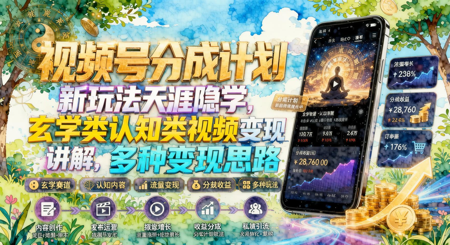 视频号分成计划新玩法:天涯隐学与玄学认知类视频,多路径变现(哈)- 哈蒙副业社
