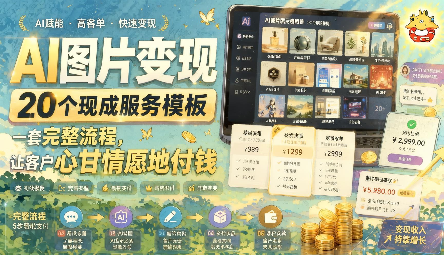 AI图片商业变现系统课:20个现成服务模板,一套完整流程,把技能变成稳定收入(哈)- 哈蒙副业社