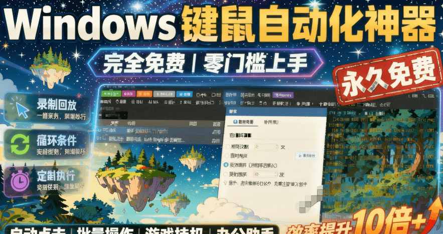 专业Windows键鼠自动化工具,免费永久使用,告别重复操作,小白也能快速创建自动化脚本- 哈蒙副业社