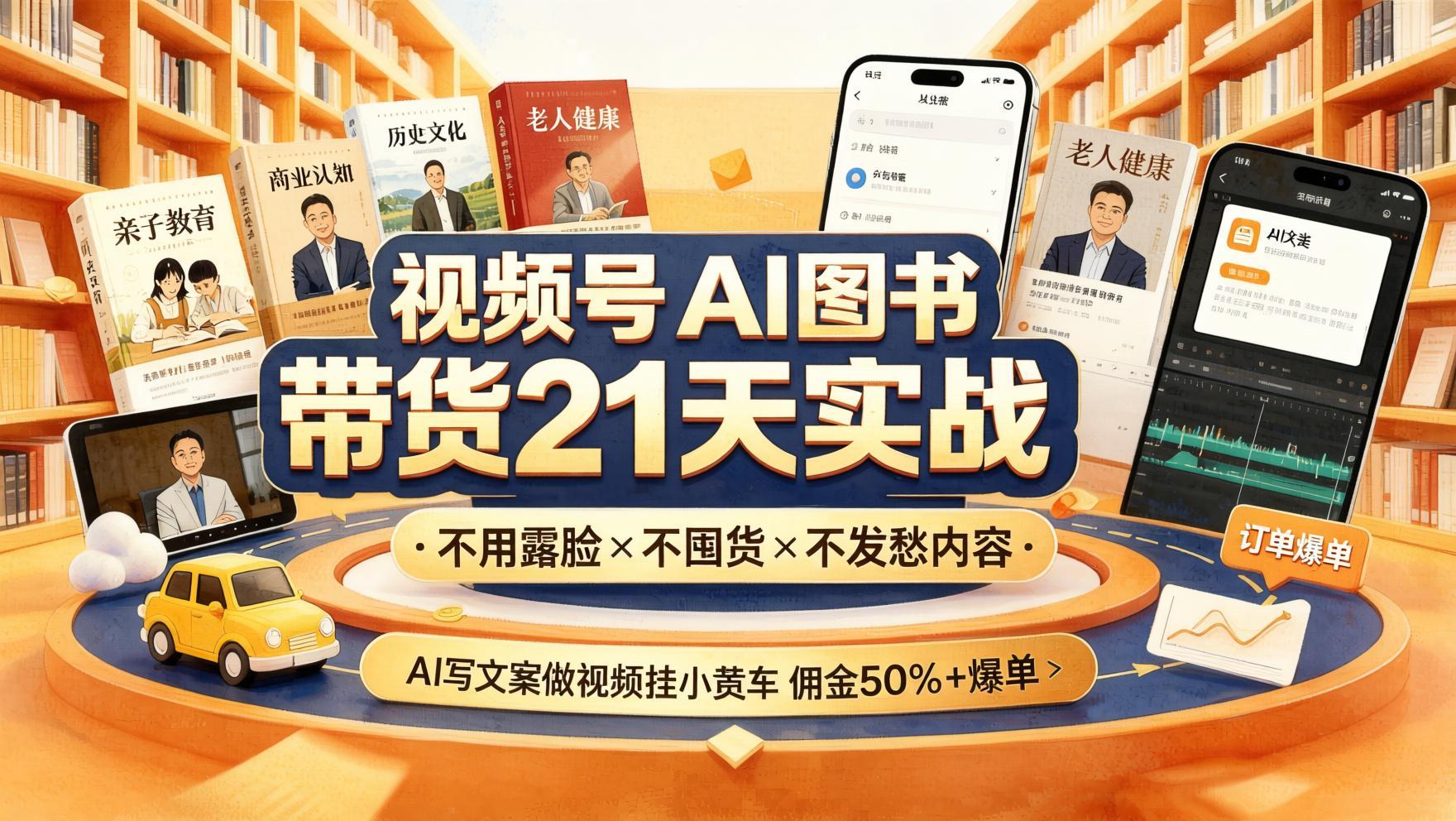 视频号AI图书带货21天训练营:不露脸不囤货,AI做内容挂车变现高佣(哈)- 哈蒙副业社